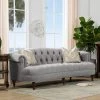 La Rosa 85 in. Opal Grey Velvet 3-Seater Chesterfield Sofa with Nailheads by Jennifer Taylor