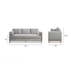 Knox 84 in. Velvet Modern Farmhouse Sofa, Opal Grey by Jennifer Taylor -Jennifer Taylor Home Store opal grey velvet jennifer taylor sofas couches 64110 3 865 77 1000