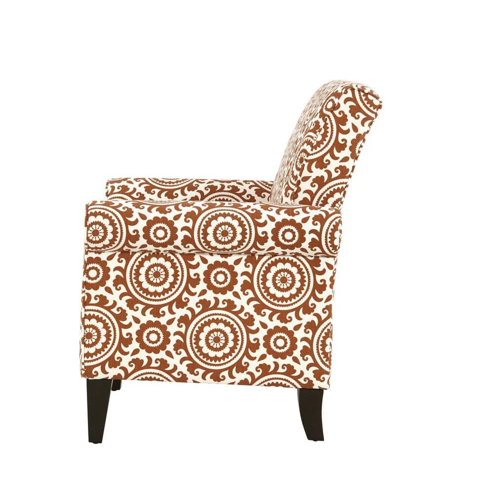 Jean Orange and Cream Medallion Arm Chair by Handy Living 3 Jean Orange and Cream Medallion Arm Chair by Handy Living - Image 3