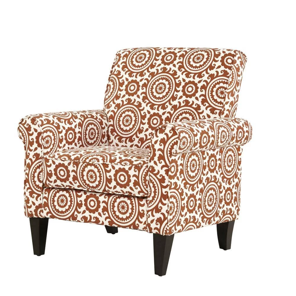 Jean Orange and Cream Medallion Arm Chair by Handy Living 7 Jean Orange and Cream Medallion Arm Chair by Handy Living - Image 7