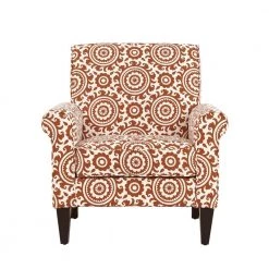 Jean Orange and Cream Medallion Arm Chair by Handy Living