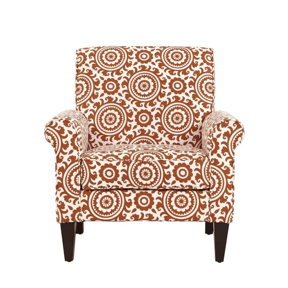 Jean Orange and Cream Medallion Arm Chair by Handy Living 1 Jean Orange and Cream Medallion Arm Chair by Handy Living