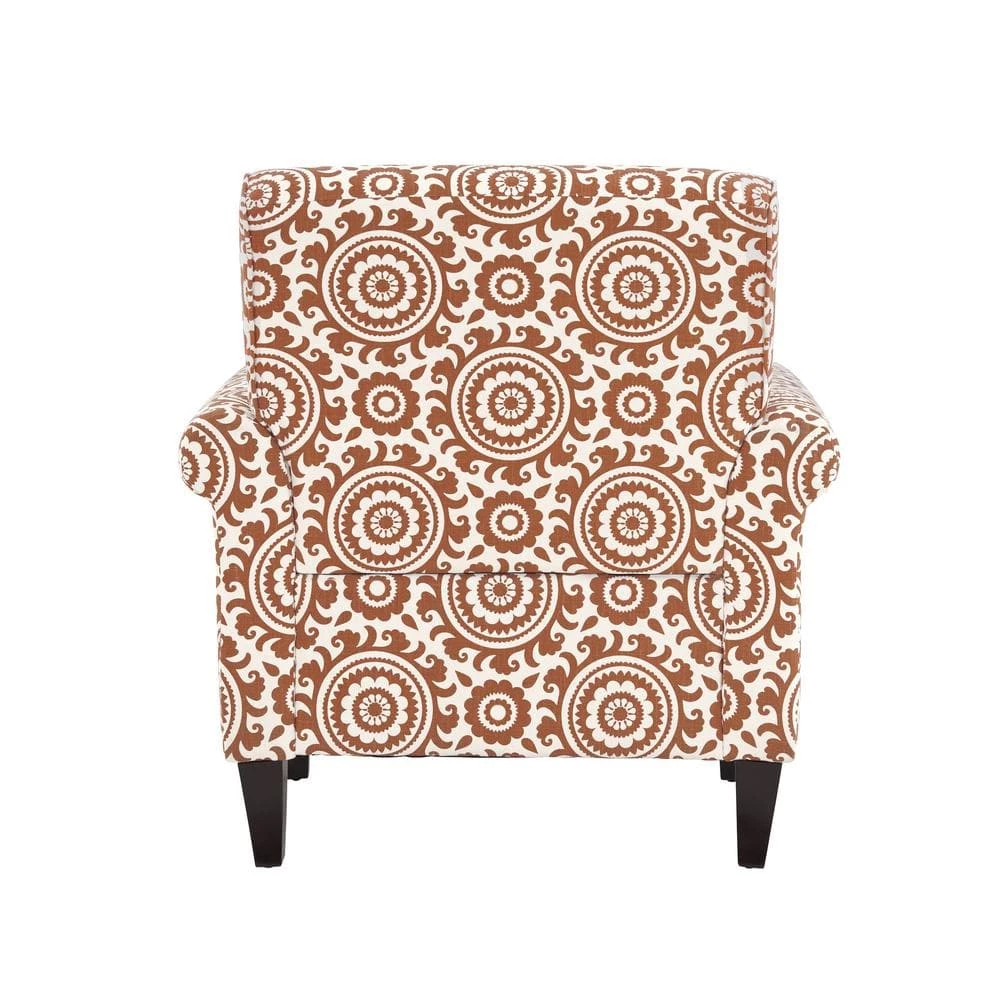 Jean Orange and Cream Medallion Arm Chair by Handy Living 5 Jean Orange and Cream Medallion Arm Chair by Handy Living - Image 5