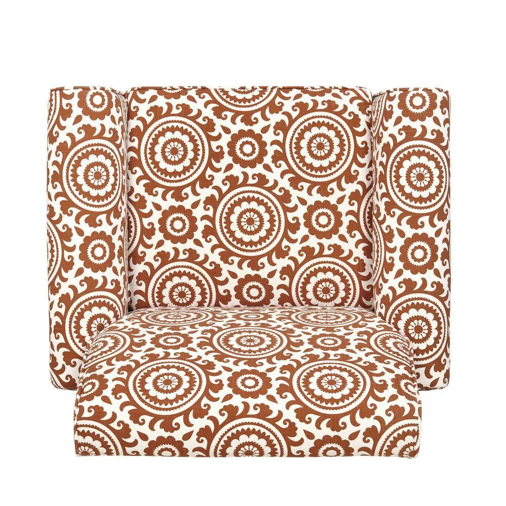 Jean Orange and Cream Medallion Arm Chair by Handy Living 4 Jean Orange and Cream Medallion Arm Chair by Handy Living - Image 4
