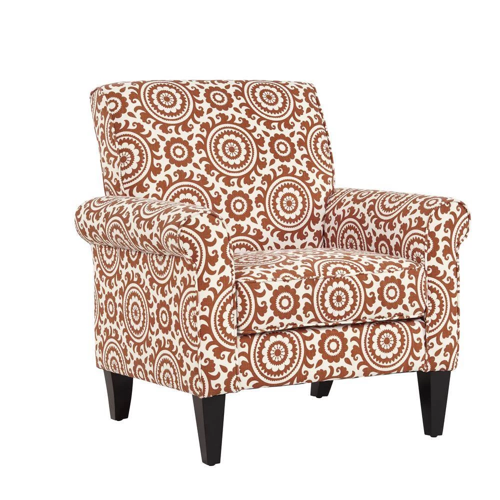 Jean Orange and Cream Medallion Arm Chair by Handy Living 2 Jean Orange and Cream Medallion Arm Chair by Handy Living - Image 2