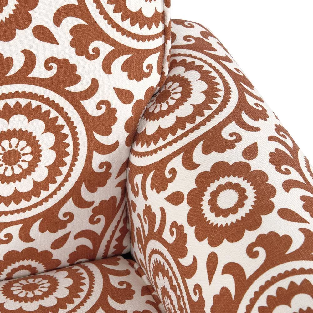Jean Orange and Cream Medallion Arm Chair by Handy Living 10 Jean Orange and Cream Medallion Arm Chair by Handy Living - Image 10