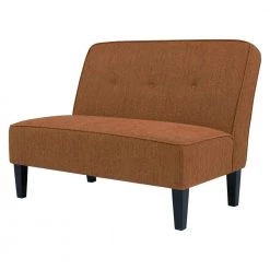 Reames 45 in. Orange Tweed Button Tufted Button Polyester 2-Seater Armless Settee with Tapered Wood Legs by Handy Living