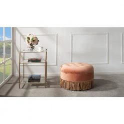 Yolanda Orange Ottoman by Jennifer Taylor -Jennifer Taylor Home Store peach orange velvet jennifer taylor ottomans 2345 930 31 1000