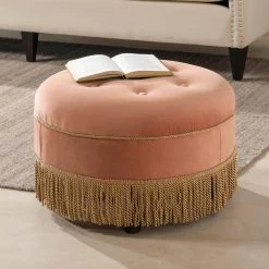 Yolanda Orange Ottoman by Jennifer Taylor