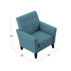 Walden Peacock Blue Linen Button-Tufted Modern Arm Chair by Handy Living 12 Walden Peacock Blue Linen Button-Tufted Modern Arm Chair by Handy Living -Jennifer Taylor Home Store peacock blue linen handy living accent chairs a185073 4f 1000