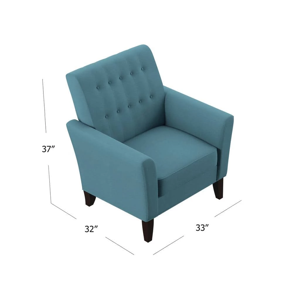 Walden Peacock Blue Linen Button-Tufted Modern Arm Chair by Handy Living 5 Walden Peacock Blue Linen Button-Tufted Modern Arm Chair by Handy Living - Image 5