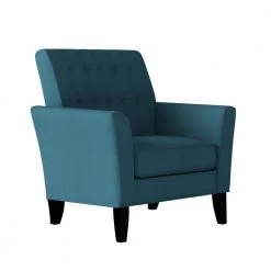 Walden Peacock Blue Linen Button-Tufted Modern Arm Chair by Handy Living