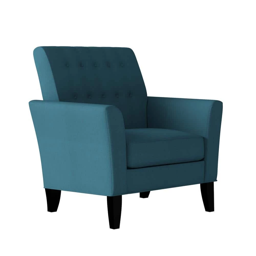 Walden Peacock Blue Linen Button-Tufted Modern Arm Chair by Handy Living 1 Walden Peacock Blue Linen Button-Tufted Modern Arm Chair by Handy Living