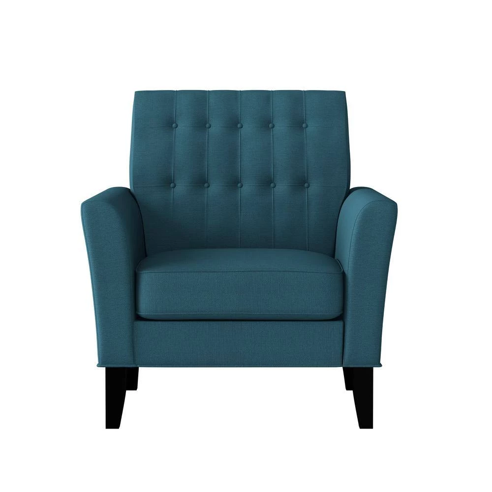 Walden Peacock Blue Linen Button-Tufted Modern Arm Chair by Handy Living 4 Walden Peacock Blue Linen Button-Tufted Modern Arm Chair by Handy Living - Image 4