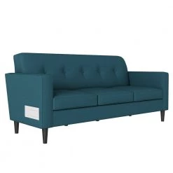 Montana 75.3 in. Peacock Blue Linen Fabric 3-Seater Lawson Sofa with Removable Cushions by Handy Living -Jennifer Taylor Home Store peacock blue linen handy living sofas couches a152884 4f 1000