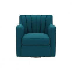 Sanderson Peacock Blue Linen-Like Fabric Swivel Arm Chair by Handy Living -Jennifer Taylor Home Store peacock blue linen like handy living accent chairs a185443 c3 1000