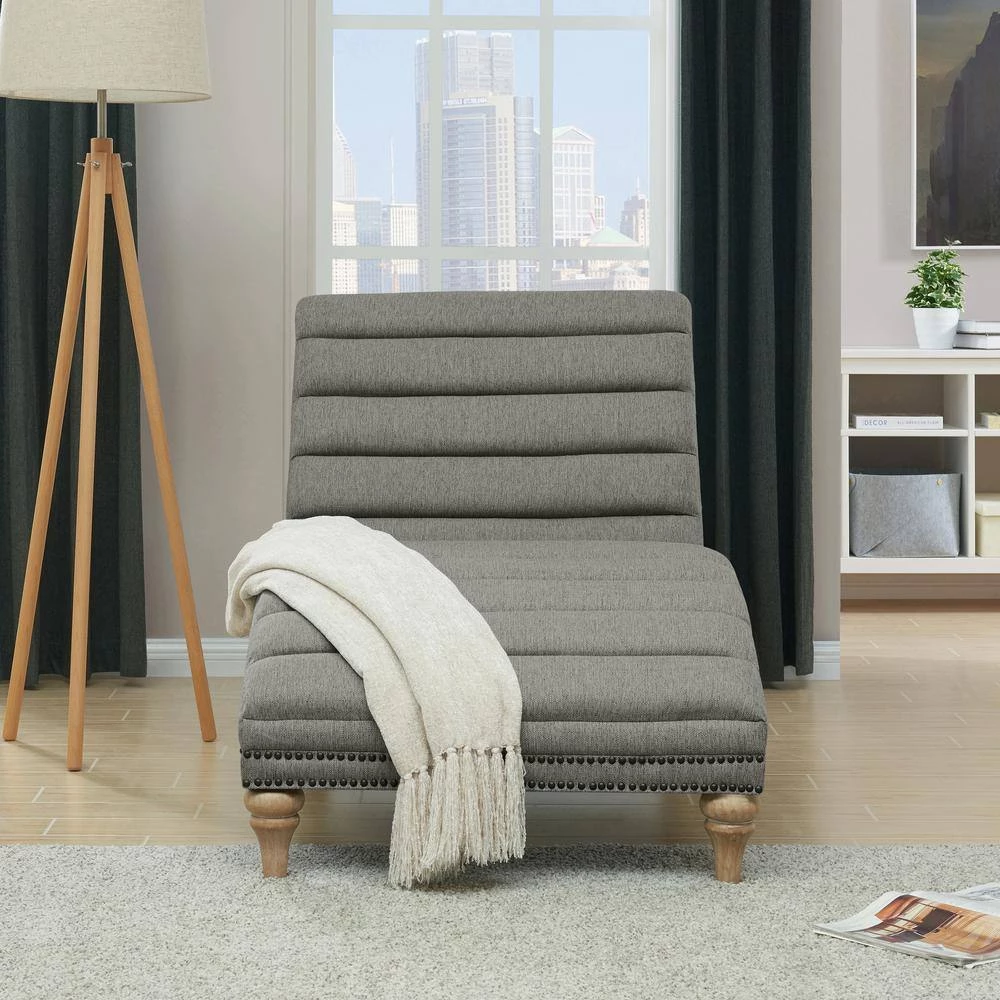 Ministrale Chaise Performance Gray Fabric Lounge Chair by Handy Living 7 Ministrale Chaise Performance Gray Fabric Lounge Chair by Handy Living - Image 7