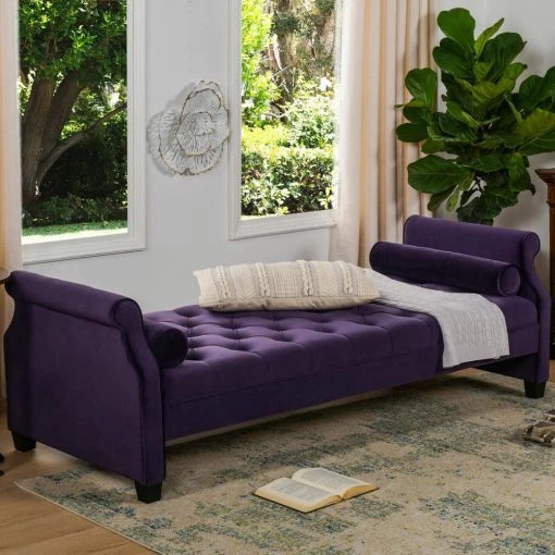 Eliza Purple Bench by Jennifer Taylor -Jennifer Taylor Home Store purple velvet jennifer taylor chaise lounges 65001 864 64 1000