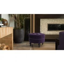 Dawn Purple Tufted Round Ottoman by Jennifer Taylor -Jennifer Taylor Home Store purple velvet jennifer taylor ottomans 84190 864 31 1000