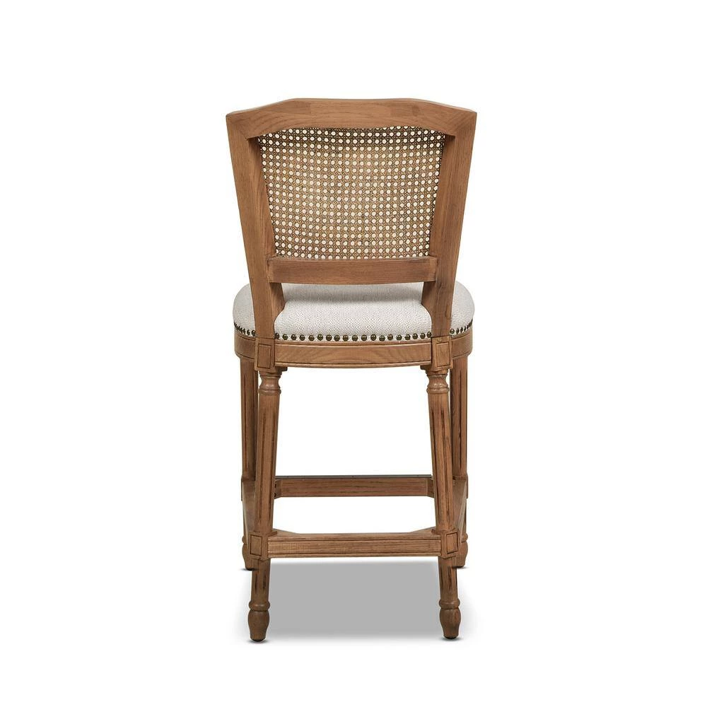 Triomphe Rattan Wicker High Back Armless Counter Bar Stool, White Pepper Stain Resistant High Performance Polyester by Jennifer Taylor 5 Triomphe Rattan Wicker High Back Armless Counter Bar Stool, White Pepper Stain Resistant High Performance Polyester by Jennifer Taylor - Image 5