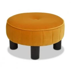 Riley 16 in. Rich Yellow Round Footstool Ottoman by Jennifer Taylor