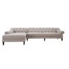 Alexandra Bone White Yarndye Button-Tufted Linen L-Shaped Left-Facing Chaise Chesterfield Sectional Sofa by Jennifer Taylor