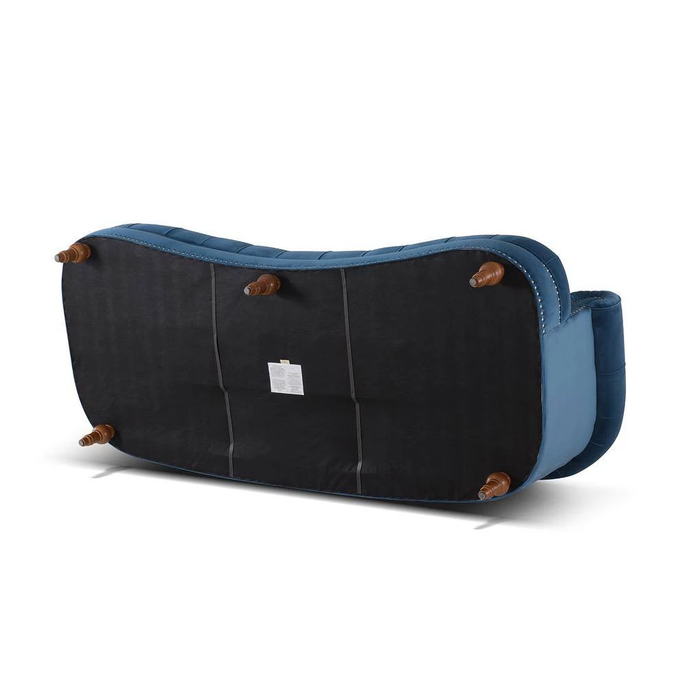 La Rosa 85 in. Satin Teal Velvet 3-Seater Chesterfield Sofa with Nailheads by Jennifer Taylor 4 La Rosa 85 in. Satin Teal Velvet 3-Seater Chesterfield Sofa with Nailheads by Jennifer Taylor - Image 4