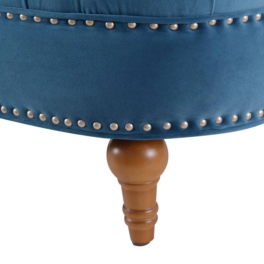 La Rosa 85 in. Satin Teal Velvet 3-Seater Chesterfield Sofa with Nailheads by Jennifer Taylor 10 La Rosa 85 in. Satin Teal Velvet 3-Seater Chesterfield Sofa with Nailheads by Jennifer Taylor - Image 10