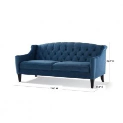 Ken 74 in. Satin Teal Velvet 3-Seater Modern Glam Sofa by Jennifer Taylor -Jennifer Taylor Home Store satin teal velvet jennifer taylor sofas couches 63001 3 867 40 1000