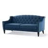 Ken 74 in. Satin Teal Velvet 3-Seater Modern Glam Sofa by Jennifer Taylor