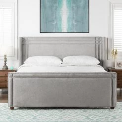 Elle Silver Grey King Upholstered Bed by Jennifer Taylor -Jennifer Taylor Home Store silver grey chenille jennifer taylor panel beds 52070 4 857 2 31 1000