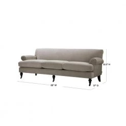 Alana 88 in. Round Arm Chenille Straight Silver Grey Yarndye 3-Seater Lawson Sofa with Metal Casters by Jennifer Taylor -Jennifer Taylor Home Store silver grey yarndye jennifer taylor sofas couches 63360 3 857 40 1000