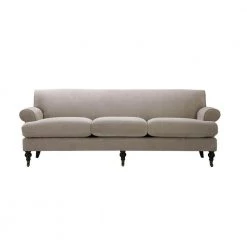Alana 88 in. Round Arm Chenille Straight Silver Grey Yarndye 3-Seater Lawson Sofa with Metal Casters by Jennifer Taylor