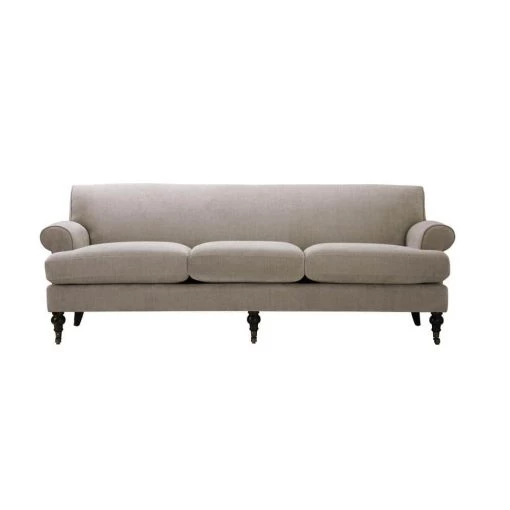 Alana 88 in. Round Arm Chenille Straight Silver Grey Yarndye 3-Seater Lawson Sofa with Metal Casters by Jennifer Taylor -Jennifer Taylor Home Store silver grey yarndye jennifer taylor sofas couches 63360 3 857 64 1000