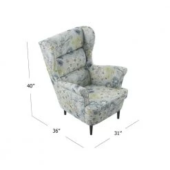 Jecha Silver Multi-floral Linen Highbacked Tapered Wingback Chair by Handy Living -Jennifer Taylor Home Store silver multi floral linen handy living accent chairs a179676 4f 1000