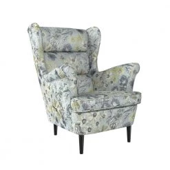 Jecha Silver Multi-floral Linen Highbacked Tapered Wingback Chair by Handy Living