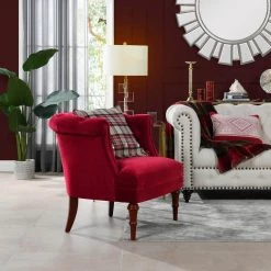 Katherine Siren Red Performance Velvet Tufted Accent Arm Chair by Jennifer Taylor -Jennifer Taylor Home Store siren red performance velvet jennifer taylor accent chairs 2483 mvr 31 1000