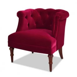 Katherine Siren Red Performance Velvet Tufted Accent Arm Chair by Jennifer Taylor