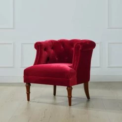 Katherine Siren Red Performance Velvet Tufted Accent Arm Chair by Jennifer Taylor -Jennifer Taylor Home Store siren red performance velvet jennifer taylor accent chairs 2483 mvr fa 1000 1