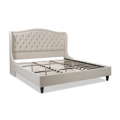Coverley Sky Neutral Beige Polyester King Tufted Shelter Platform Bed by Jennifer Taylor