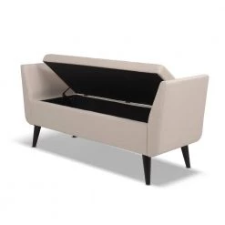 Duff Mid-Century Modern Upholstered Sky Neutral Beige Entryway Storage Bench by Jennifer Taylor -Jennifer Taylor Home Store sky neutral beige yarn dyed jennifer taylor bedroom benches 85621 970 4f 1000