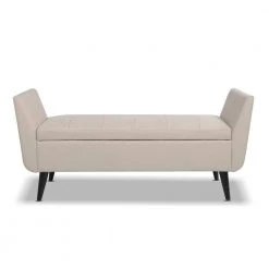 Duff Mid-Century Modern Upholstered Sky Neutral Beige Entryway Storage Bench by Jennifer Taylor -Jennifer Taylor Home Store sky neutral beige yarn dyed jennifer taylor bedroom benches 85621 970 c3 1000