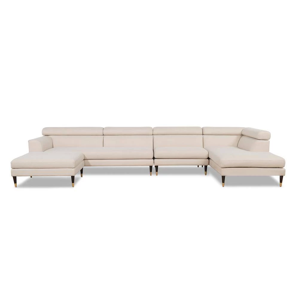 Bartelt 4-Piece Sky Neutral Polyester U-Shaped Right-Facing Modular Sectional Sofa with Ottoman by Jennifer Taylor 9 Bartelt 4-Piece Sky Neutral Polyester U-Shaped Right-Facing Modular Sectional Sofa with Ottoman by Jennifer Taylor - Image 9
