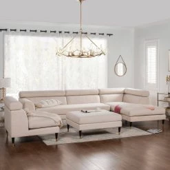 Bartelt 4-Piece Sky Neutral Polyester U-Shaped Right-Facing Modular Sectional Sofa with Ottoman by Jennifer Taylor 27 Bartelt 4-Piece Sky Neutral Polyester U-Shaped Right-Facing Modular Sectional Sofa with Ottoman by Jennifer Taylor -Jennifer Taylor Home Store sky neutral jennifer taylor sectional sofas s66120 r 970 31 1000