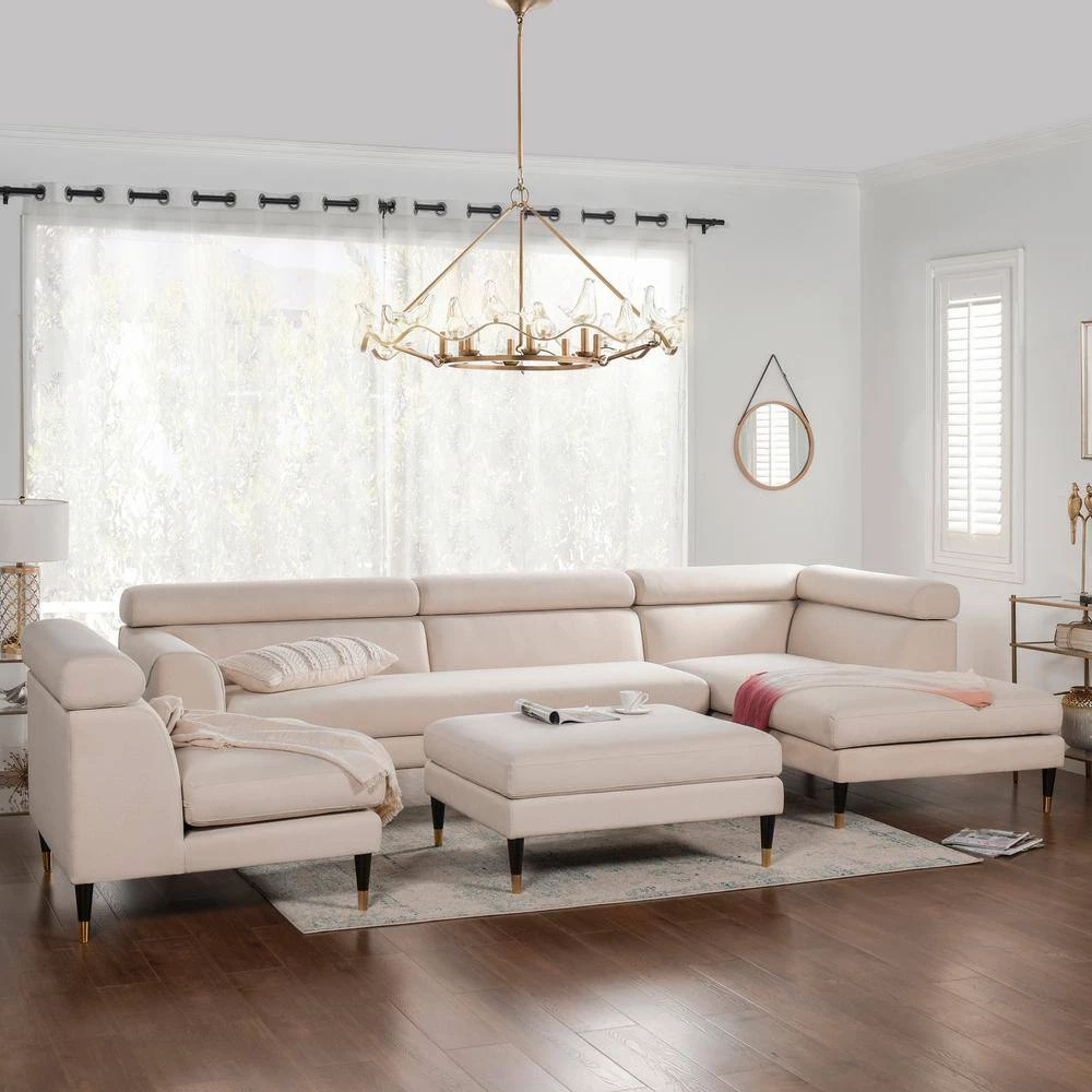 Bartelt 4-Piece Sky Neutral Polyester U-Shaped Right-Facing Modular Sectional Sofa with Ottoman by Jennifer Taylor 14 Bartelt 4-Piece Sky Neutral Polyester U-Shaped Right-Facing Modular Sectional Sofa with Ottoman by Jennifer Taylor - Image 14