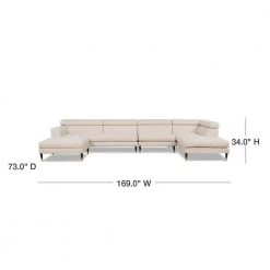Bartelt 4-Piece Sky Neutral Polyester U-Shaped Right-Facing Modular Sectional Sofa with Ottoman by Jennifer Taylor 16 Bartelt 4-Piece Sky Neutral Polyester U-Shaped Right-Facing Modular Sectional Sofa with Ottoman by Jennifer Taylor -Jennifer Taylor Home Store sky neutral jennifer taylor sectional sofas s66120 r 970 40 1000
