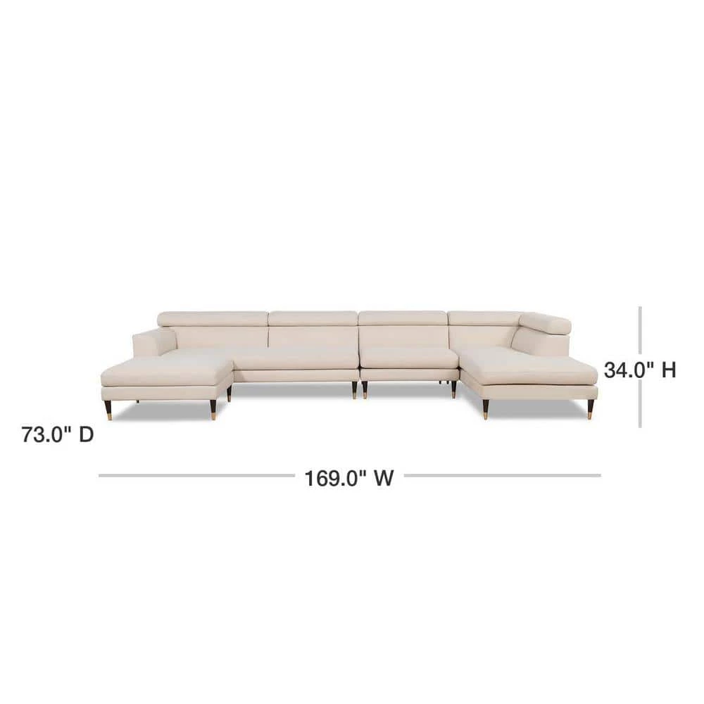 Bartelt 4-Piece Sky Neutral Polyester U-Shaped Right-Facing Modular Sectional Sofa with Ottoman by Jennifer Taylor 3 Bartelt 4-Piece Sky Neutral Polyester U-Shaped Right-Facing Modular Sectional Sofa with Ottoman by Jennifer Taylor - Image 3
