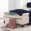 Jacqueline Tufted Roll Arm Storage Bench Sky Neutral by Jennifer Taylor