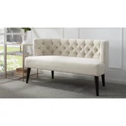Celine 56 in. Sky Neutral Yarn Dyed Tufted Linen 2-Seater Settee with Nailheads by Jennifer Taylor -Jennifer Taylor Home Store sky neutral yarn dyed jennifer taylor loveseats 61100 970 31 1000