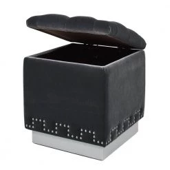 Milly 17 in. Steel Gray Performance Velvet, Accent Storage Cube Ottoman by Jennifer Taylor -Jennifer Taylor Home Store steel gray performance velvet jennifer taylor ottomans 84380 mvs 1d 1000